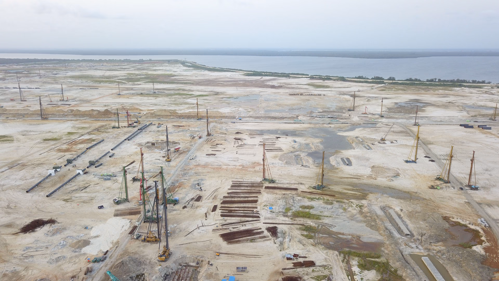 Piling across the refinery site